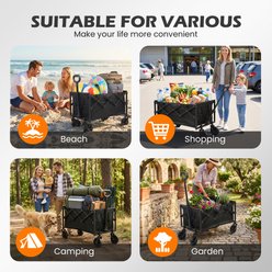 Niubya Collapsible Foldable Wagon Dog Cart with Wheels, Black slide 2 of 9
