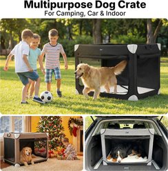 Veehoo Large Portable Collapsible Carry Bag Dog Carrier with 4-Door Mesh Windows, Black, 48-in slide 2 of 7