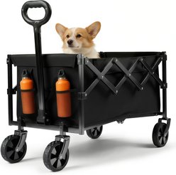 Niubya Collapsible Foldable Wagon Dog Cart with Wheels, Black