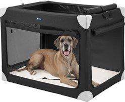 Veehoo Large Portable Collapsible Carry Bag Dog Carrier with 4-Door Mesh Windows, Black, 48-in