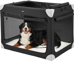 Veehoo Large Portable Collapsible Carry Bag Dog Carrier with 4-Door Mesh Windows, Black, 42-in