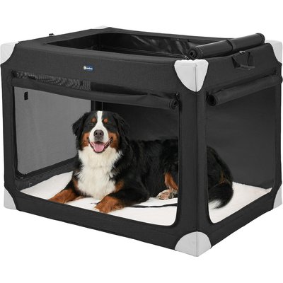Veehoo Veehoo Large Portable Collapsible Carry Bag Dog Carrier with 4-Door Mesh Windows, Black, 42-in