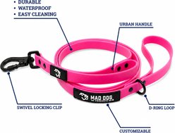 Mad Dog Products Biothane Training Outdoor Use Waterproof Traffic Handle Standard Dog Leash with Short Handle, 6-ft long, 3/4-in wide, Pink slide 2 of 5