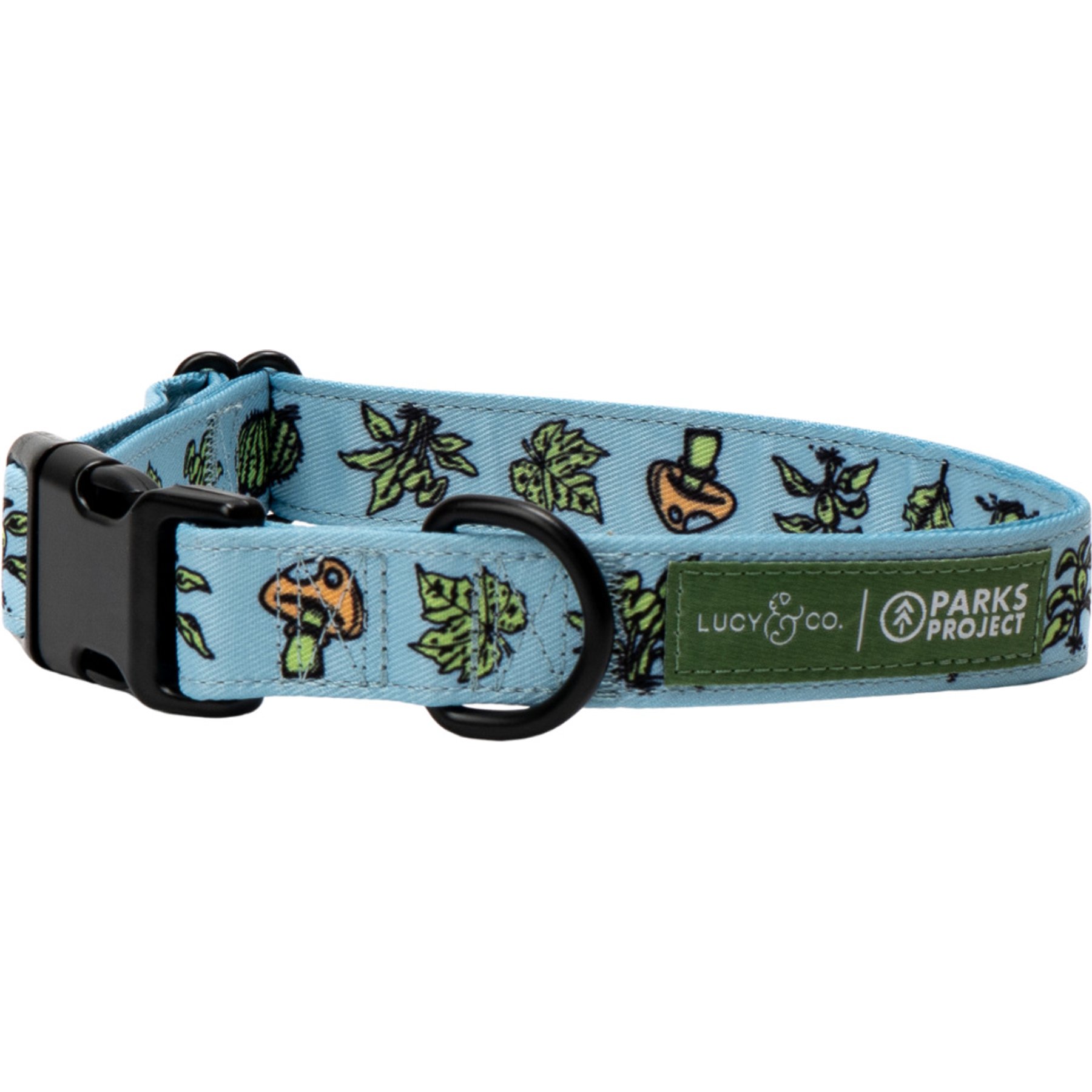 Lucy & Co. Feel the Earth Breathe Adjustable Dog Collar, Medium: 13 to 20-in neck, 1-in wide