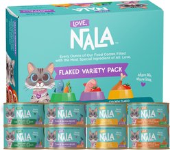 Love, Nala Variety Pack Adult Grain-Free Fish & Chicken Flaked Wet Cat Food, 2.8-oz can, case of 24
