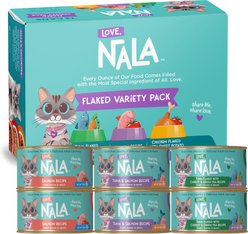 Love, Nala Variety Pack Adult Grain-Free Fish Flaked Wet Cat Food, 2.8-oz can, case of 24