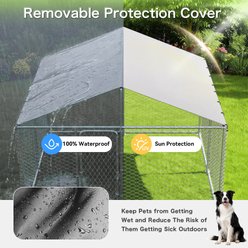 Rupzen Heavy-Duty Reinforced Galvanized Outdoor Kennel Dog Pen, Silver, 90-in slide 2 of 6