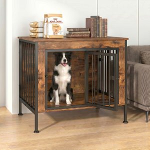 Rupzen Heavy-Duty Furniture-Style Dog Crate, Brown, 40 Inch