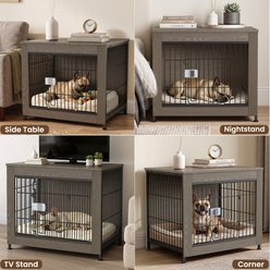 Rupzen Decorative Side Table Dog Crate, Light Gray, 27 Inch slide 2 of 7