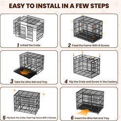 Rupzen Heavy-Duty Swivel Caster Dog Crate, Black, 38 Inch slide 2 of 7
