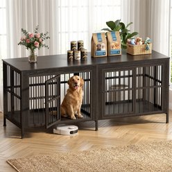 Rupzen Furniture-Style Double Dog Crate, Brown, 88 Inch