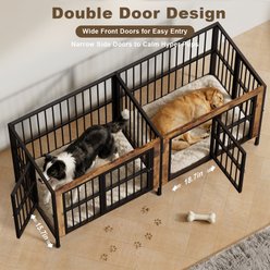 Rupzen Furniture-Style TV Stand Double Dog Crate, Brown, 78 Inch slide 2 of 8