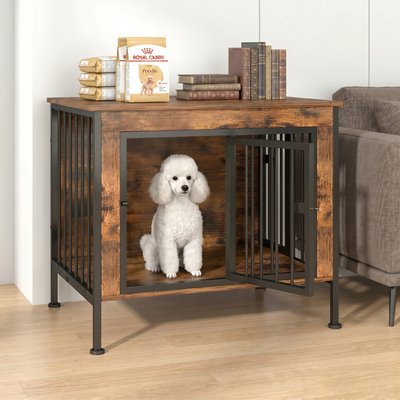Rupzen Rupzen Heavy-Duty Furniture-Style Dog Crate, Brown, 32 Inch