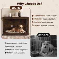 Rupzen Decorative Side Table Dog Crate, Brown, 43 Inch slide 2 of 7