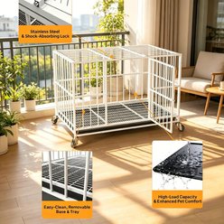 Rupzen Indoor Escape-Proof Double-Door Metal Dog Crate, White, 48 Inch slide 2 of 8