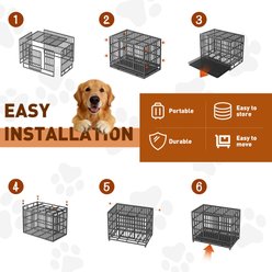 Rupzen Heavy-Duty Swivel Caster Dog Crate, Black, 54 Inch slide 2 of 9