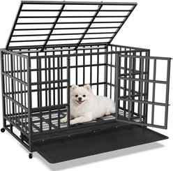Rupzen Heavy-Duty Swivel Caster Dog Crate, Black, 38 Inch slide 1 of 7