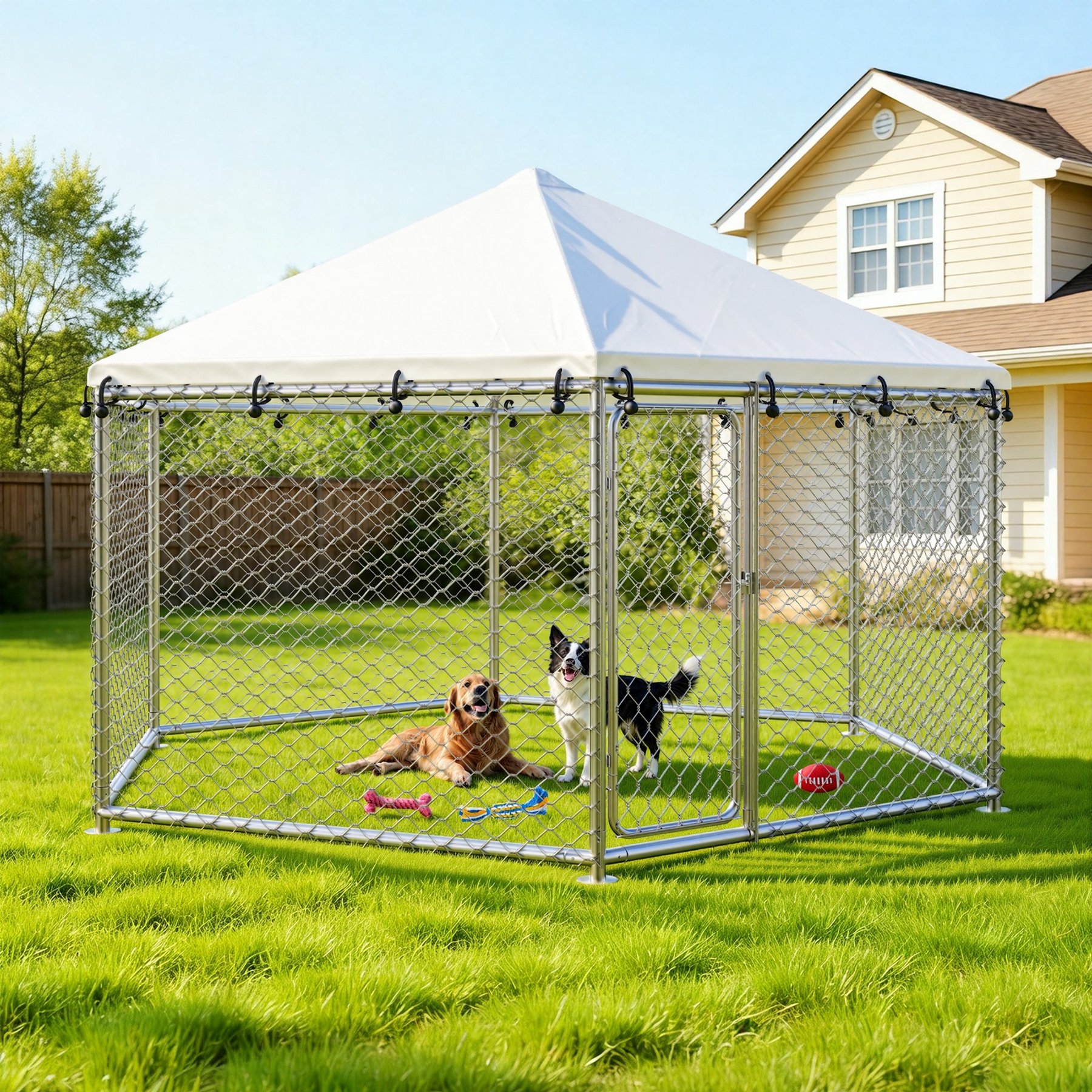 Rupzen Heavy-Duty Outdoor Dog Pen, Silver, Large: 149-in