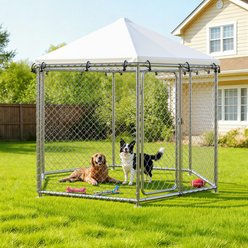 Rupzen Heavy-Duty Outdoor Dog Pen, Silver, Small: 81-in