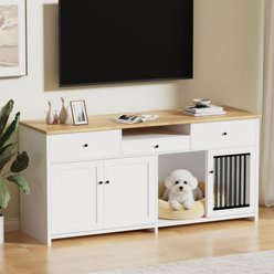 Rupzen Side Table with Storage Dog Crate, White, 78 Inch