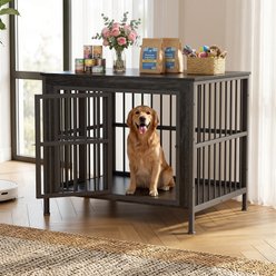 Rupzen Furniture-Style TV Stand Dog Crate, Black, 40-in