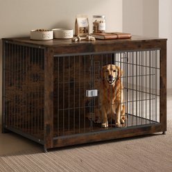 Rupzen Decorative Side Table Dog Crate, Brown, 43 Inch