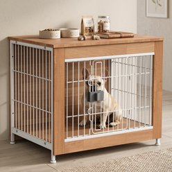 Rupzen Decorative Side Table Dog Crate, Yellow, 27 Inch