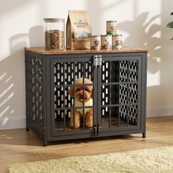 Rupzen Furniture Style End Table Dog Crate, Black, 32 Inch
