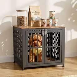 Rupzen Furniture Style End Table Dog Crate, Black, 26 Inch
