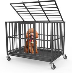 Rupzen Indoor Escape-Proof Double-Door Metal Dog Crate, Black, 38 Inch