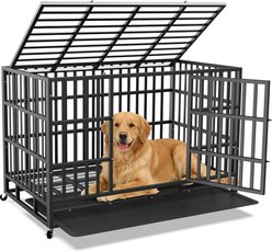 Rupzen Heavy-Duty Swivel Caster Dog Crate, Black, 48 Inch slide 1 of 7