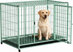 Rupzen Three-Door Metal Dog Crate, Green, 48 Inch