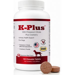 K-Plus Potassium Citrate Plus Supports Bladder Health Cranberry Chewable Tablets for Dogs, 100 count