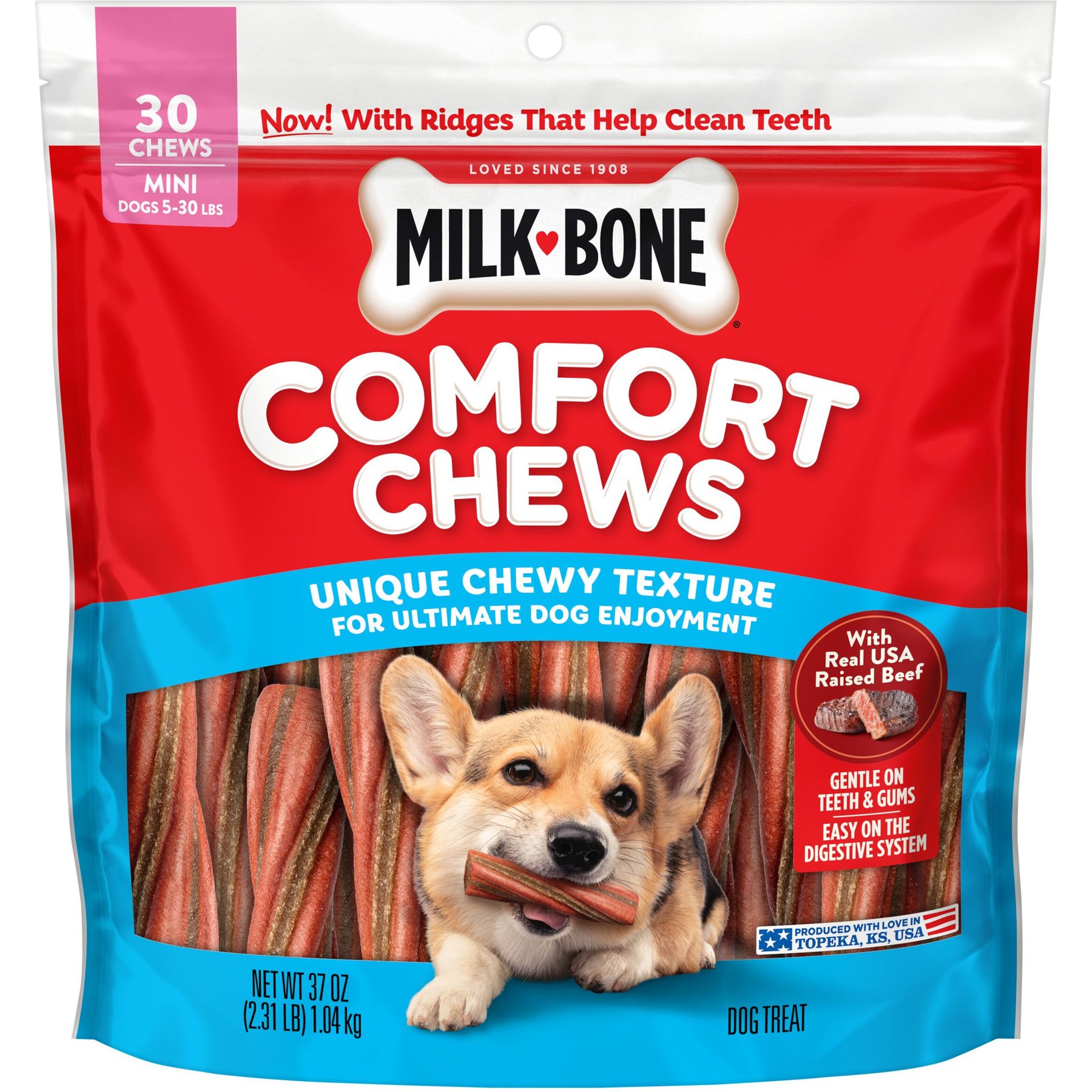 Milk-Bone Mini Comfort Chews Real Beef Dog Treats, 30 count