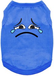 Doggie Design Sad Face Graphic Dog Shirt, Blue, XXX-Large