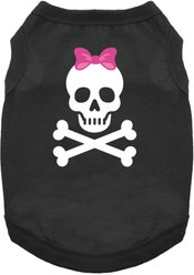 Doggie Design Pirate Skull with Pink Bow Black Dog Shirt, Black, X-Large