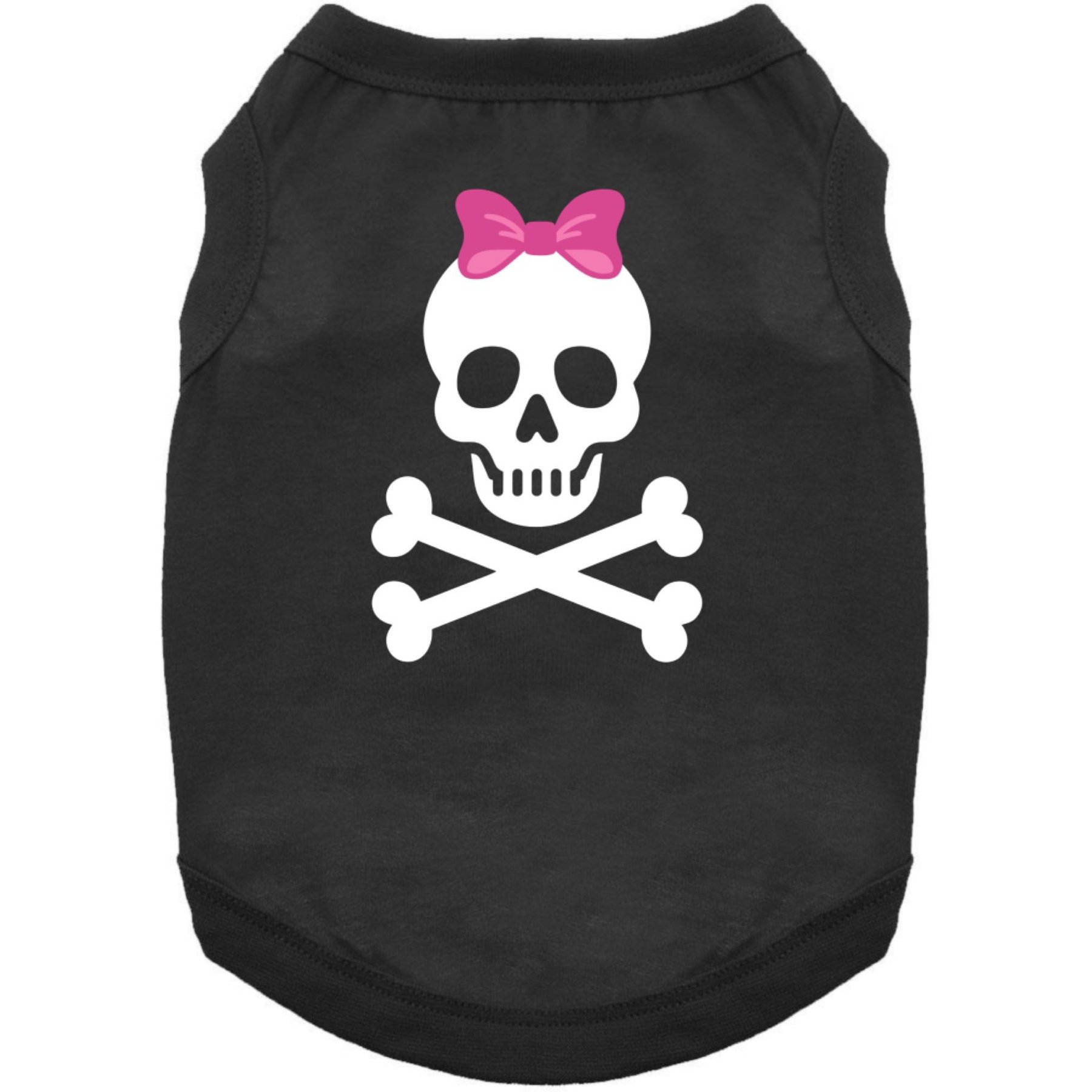 Doggie Design Pirate Skull with Pink Bow Black Dog Shirt, Black, XX-Large