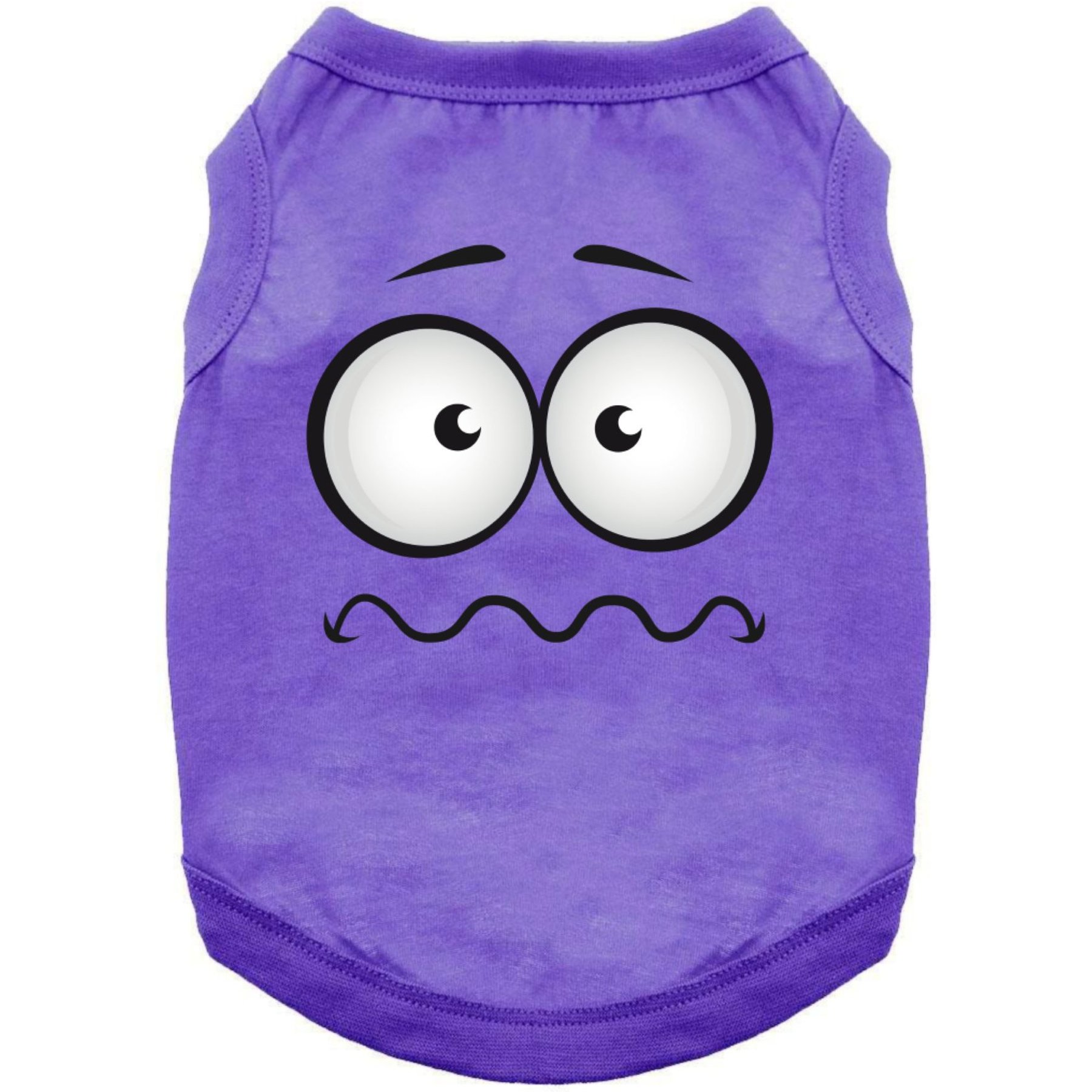 Doggie Design Nervous Face Graphic Dog Shirt, Purple, Medium