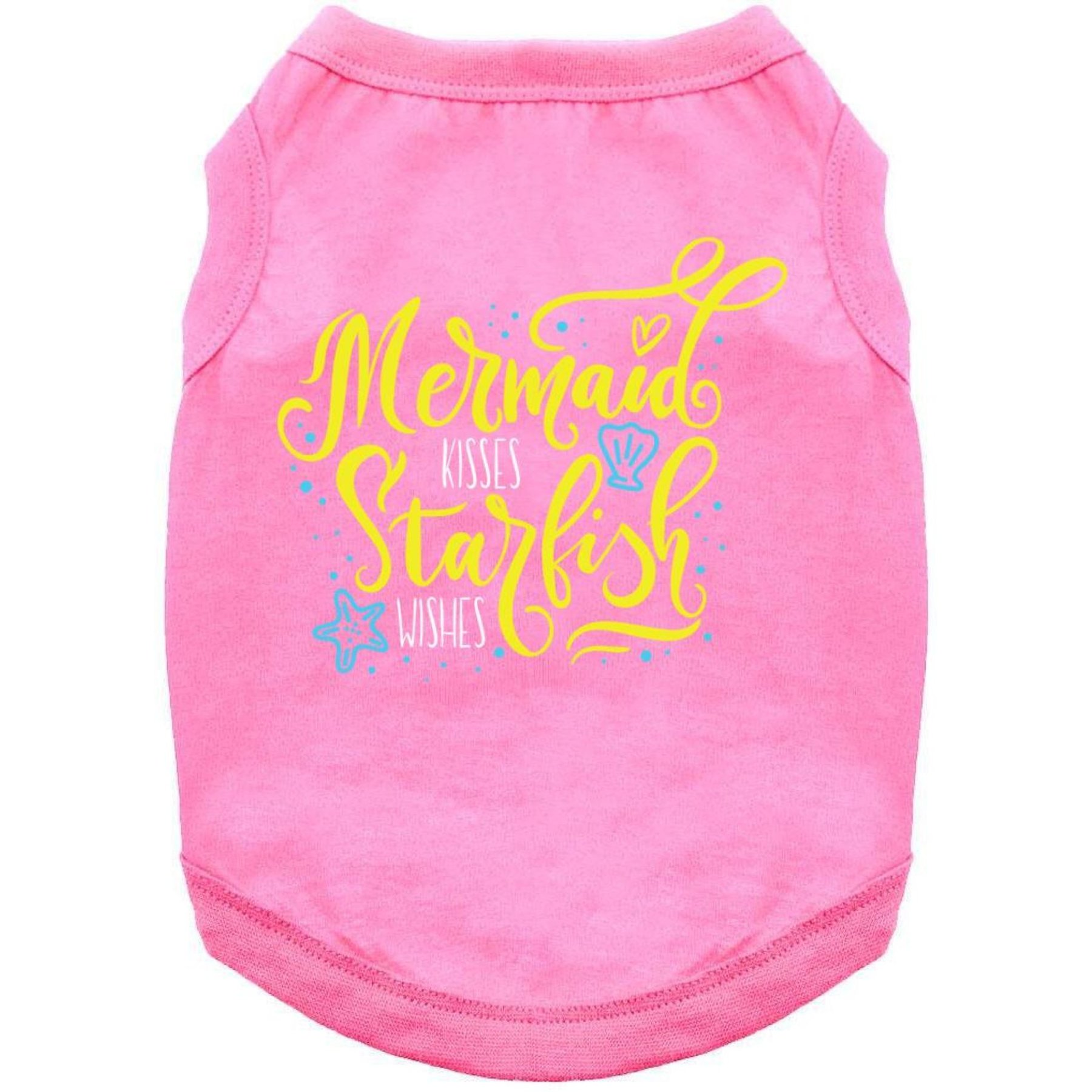 Doggie Design Mermaid Kisses Starfish Wishes Graphic Dog Shirt, Pink, Medium