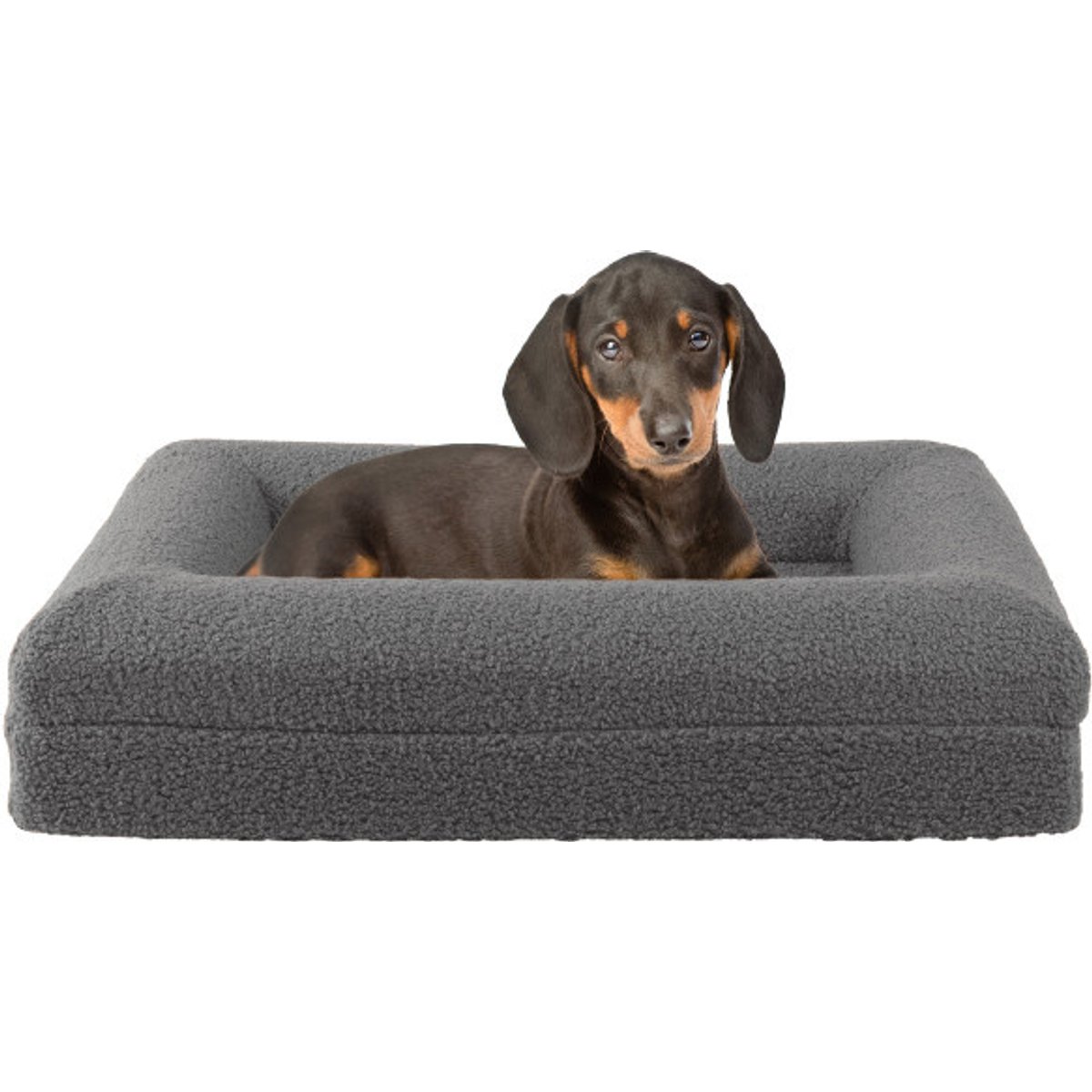 Pet Adobe Orthopedic Bolster Dog Bed, Grey, Small: 26-in