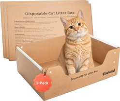 Pawward Leakproof High Sided Disposable Cat Litter Box, Brown, X-Large: 18.5 x 15 x 7.1-in, 3 count