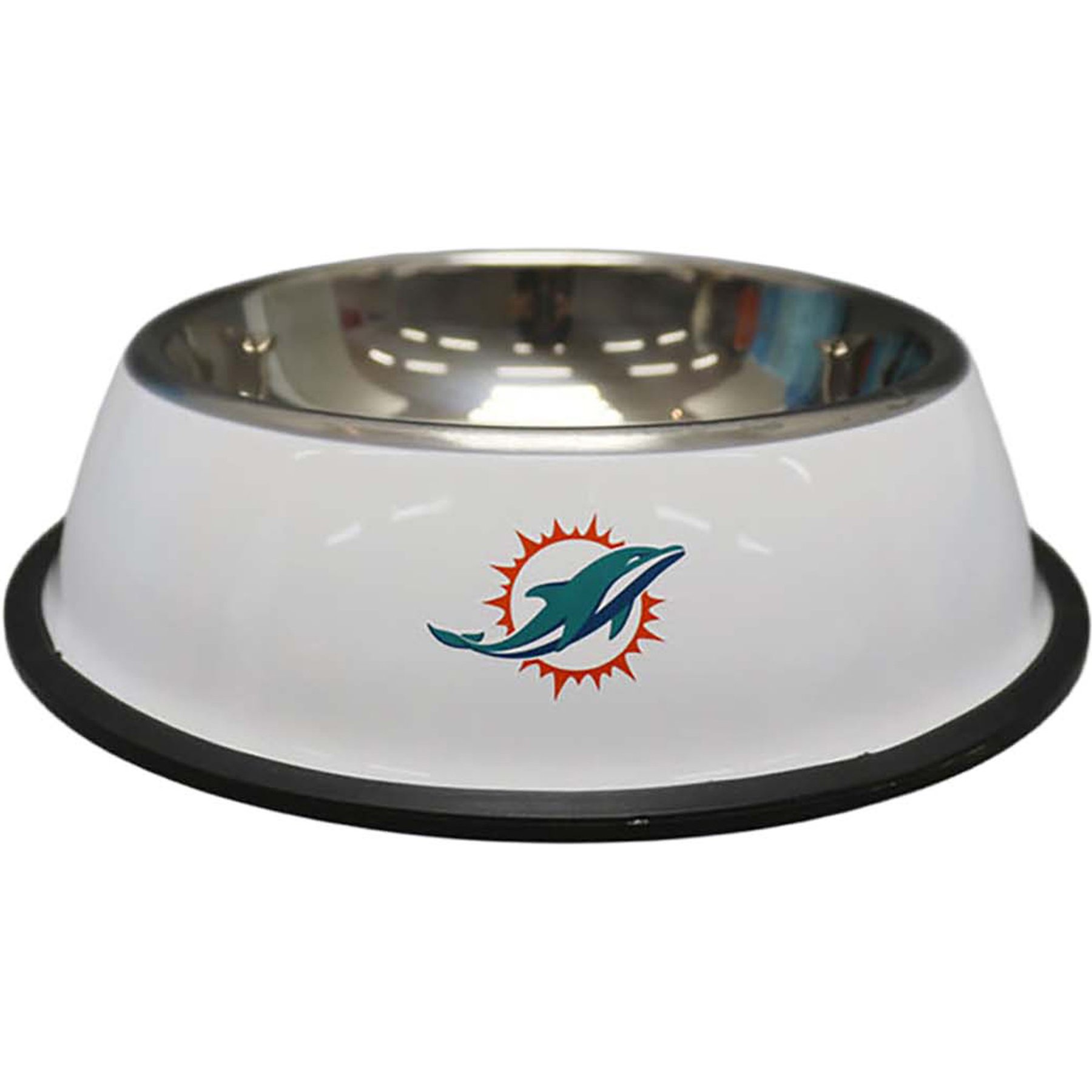 The Memory Company Anti-Skid Bottom Stainless Steel Dog & Cat Bowl, 9-inch, Miami Dolphins