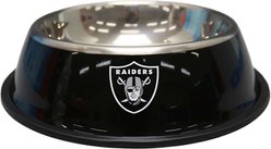 The Memory Company Anti-Skid Bottom Stainless Steel Dog & Cat Bowl, 9-inch, Las Vegas Raiders