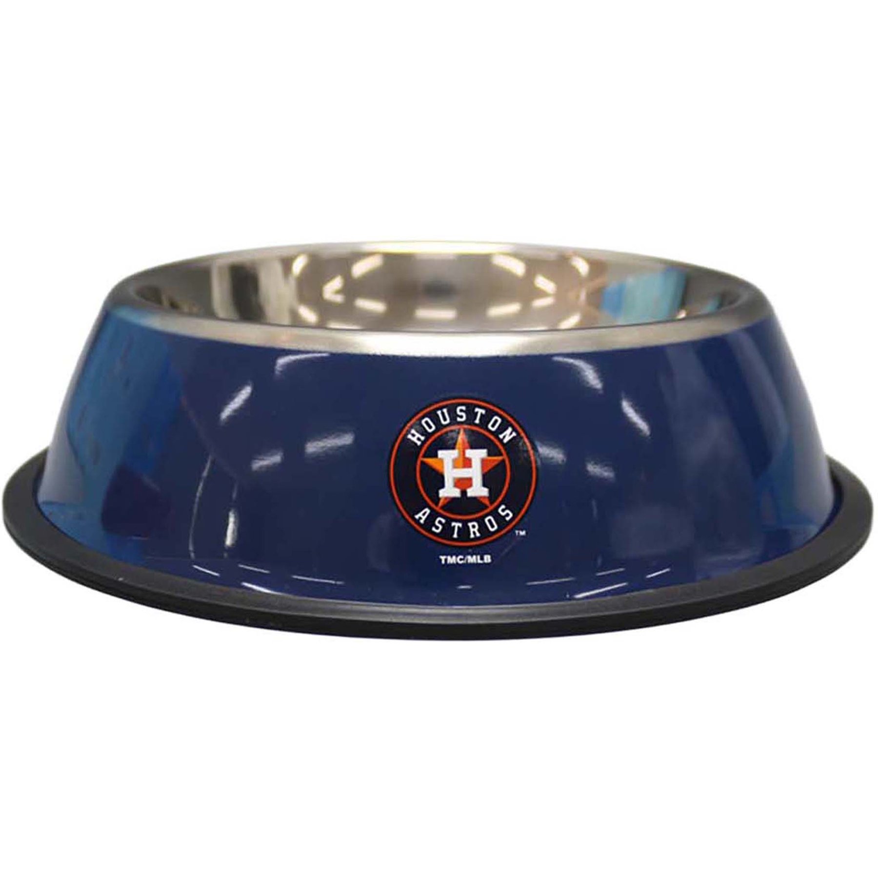 The Memory Company Anti-Skid Bottom Stainless Steel Dog & Cat Bowl, 9-inch, Houston Astros