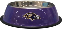 The Memory Company Anti-Skid Bottom Stainless Steel Dog & Cat Bowl, 9-inch, Baltimore Ravens slide 1 of 3