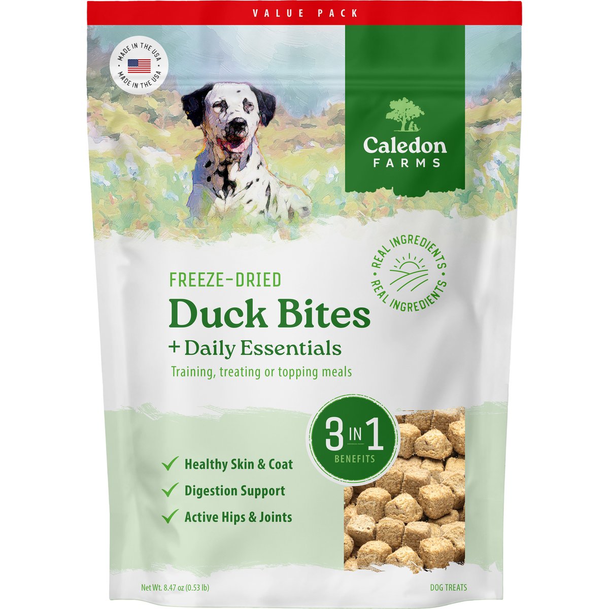 Caledon Farms Duck Bites Plus Freeze-Dried Dog Treats, 8.47-oz bag