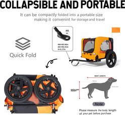 Bencmate Universal Hitch Outdoor Adventures Heavy Duty Bike Trailer Foldable All Terrain Wheels Dog Pet Stroller, 42-in, Orange slide 2 of 8