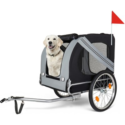 Trygoal Trygoal Premium Durable Outdoor Adventures Bike Trailer Foldable Steel Frame All Terrain Carrier Dog Pet Stroller, 49-in, Grey