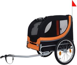 Bencmate Premium Durable Outdoor Adventures Bike Trailer Foldable Steel Frame All Terrain Carrier Dog Pet Stroller, 49-in, Black/Orange