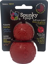 Spunky Pup Rubber Bounce Dental Treat Dispenser Dog Toy, Red, Small: 3-in
